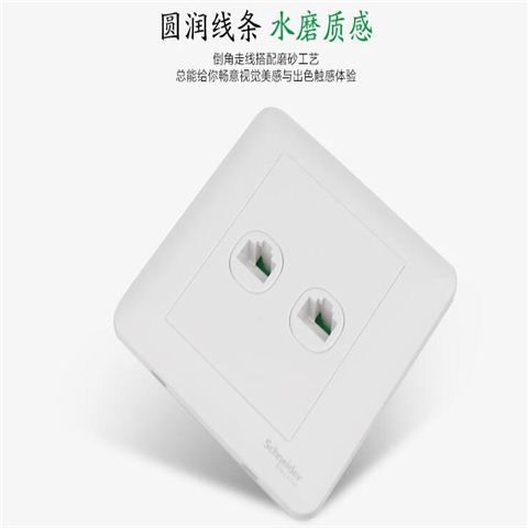 施耐德双联电脑信息插座面板A3B52RJ5E经典白墙壁双网线插座